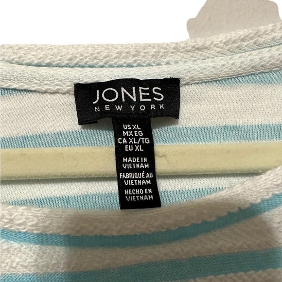 Jones New York Pullover Striped Teal Green and White Dolan Short Sleeve Size XL - Picture 7 of 8